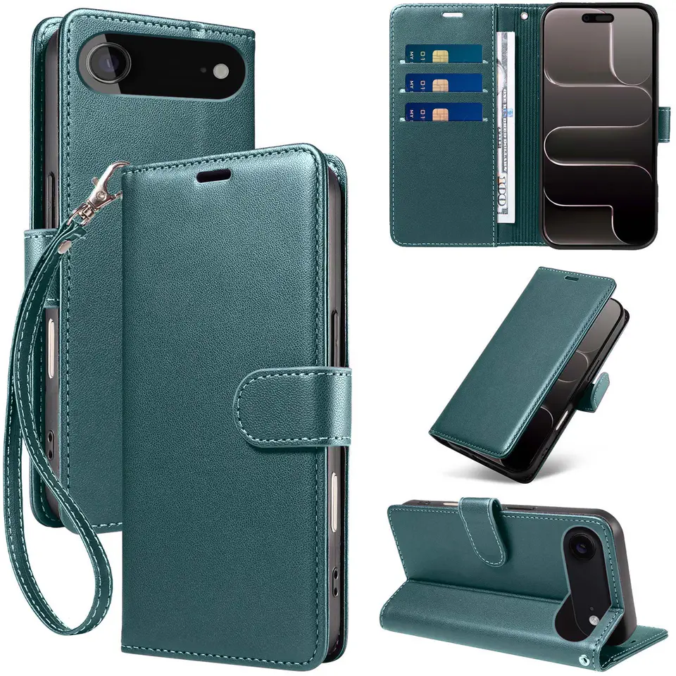 JHWVVTF Wallet Flip Case for iPhone Air, RFID-Blocking (Teal Green), view 1