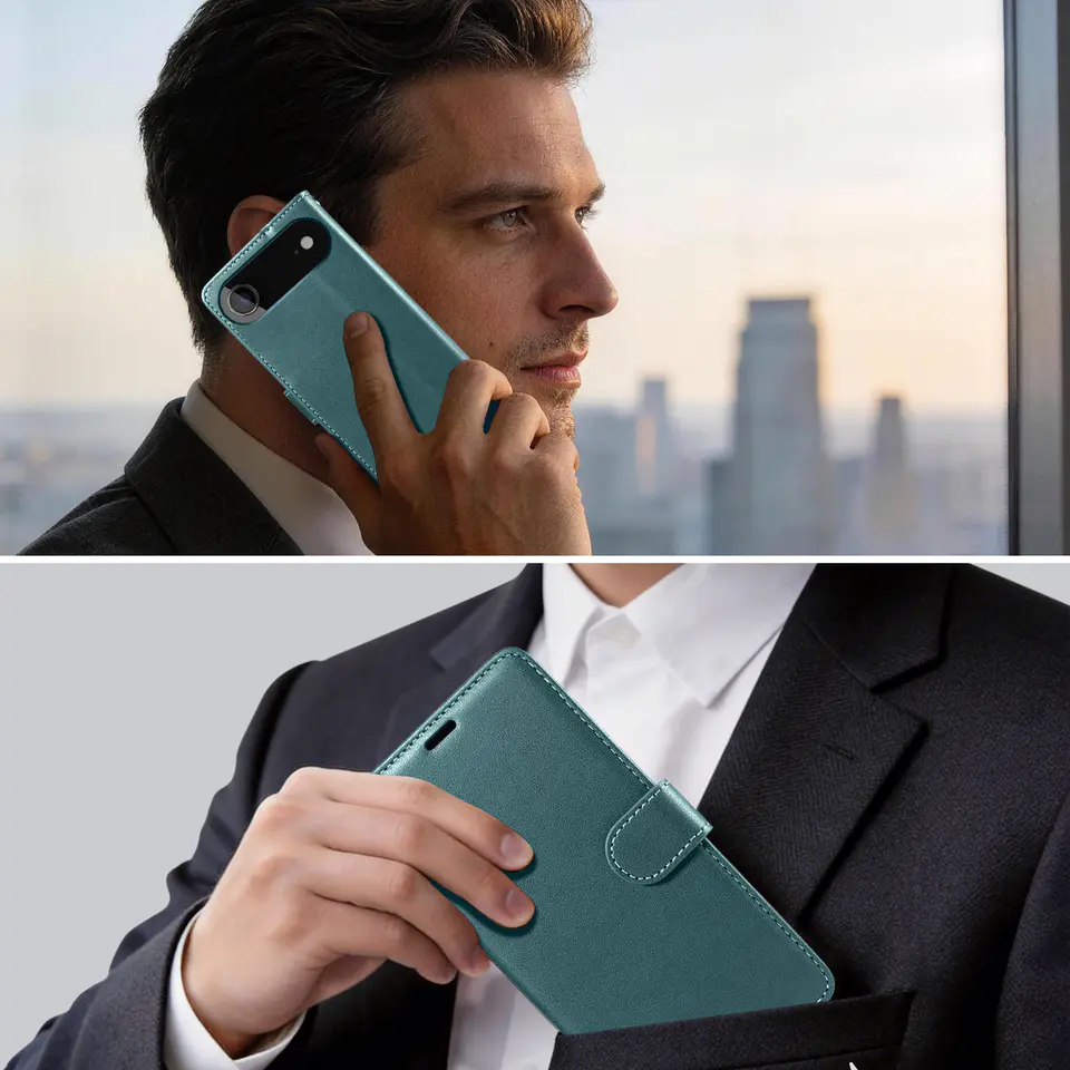 JHWVVTF Wallet Flip Case for iPhone Air, RFID-Blocking (Teal Green), view 2