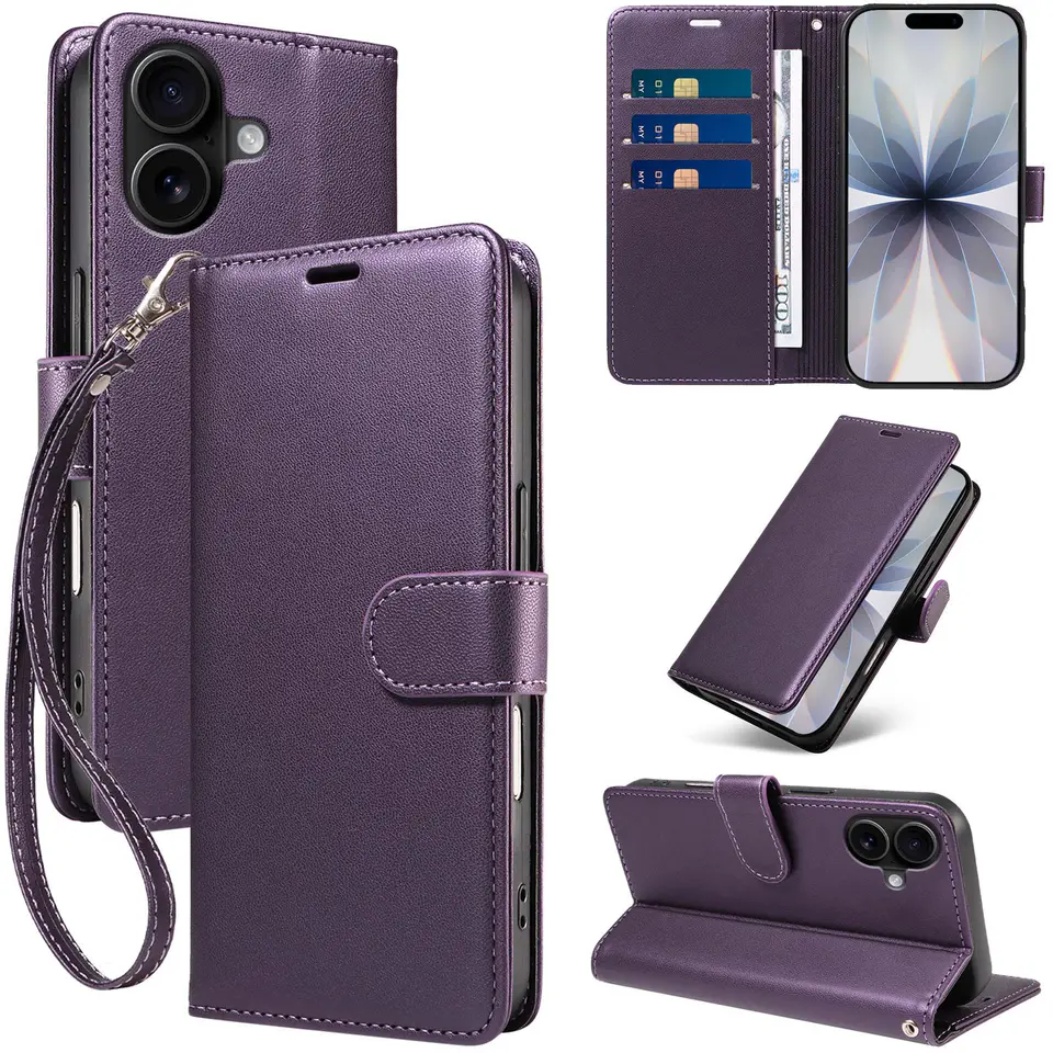 JHWVVTF Wallet Case for iPhone 17, RFID-Blocking, 3 Card Slots (Purple), view 1