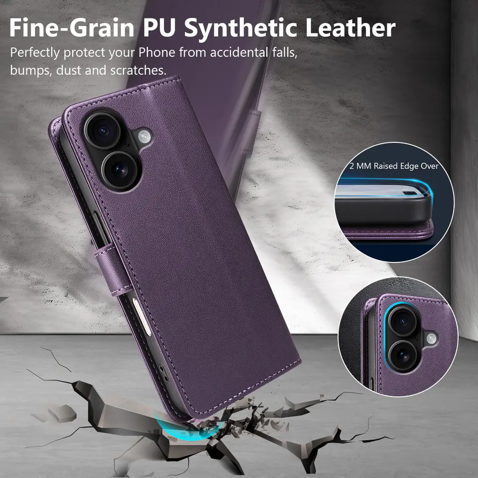 JHWVVTF Wallet Case for iPhone 17, RFID-Blocking, 3 Card Slots (Purple), view 6