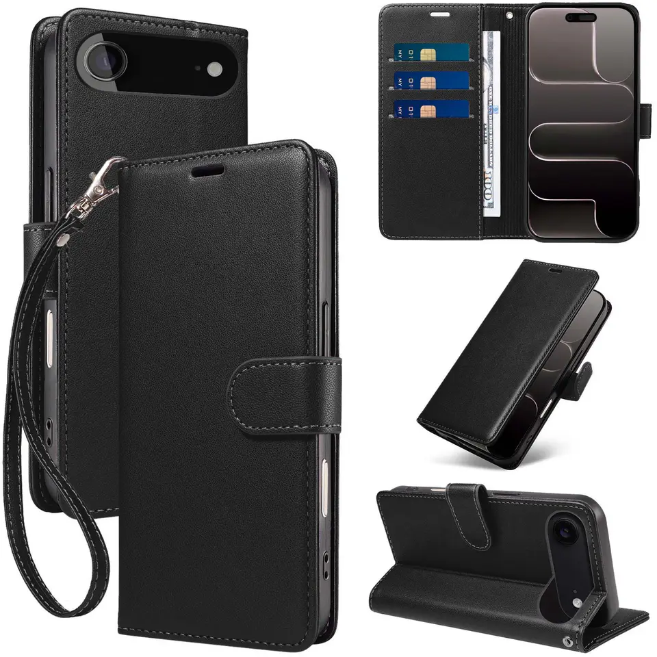 JHWVVTF Wallet Flip Case for iPhone Air, RFID-Blocking (Black), view 1