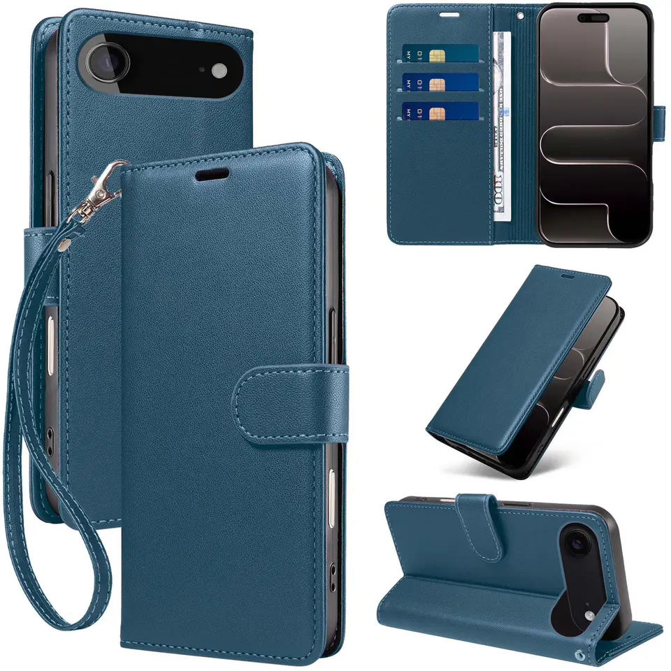 JHWVVTF Wallet Flip Case for iPhone Air, RFID-Blocking (Navy Blue), view 1