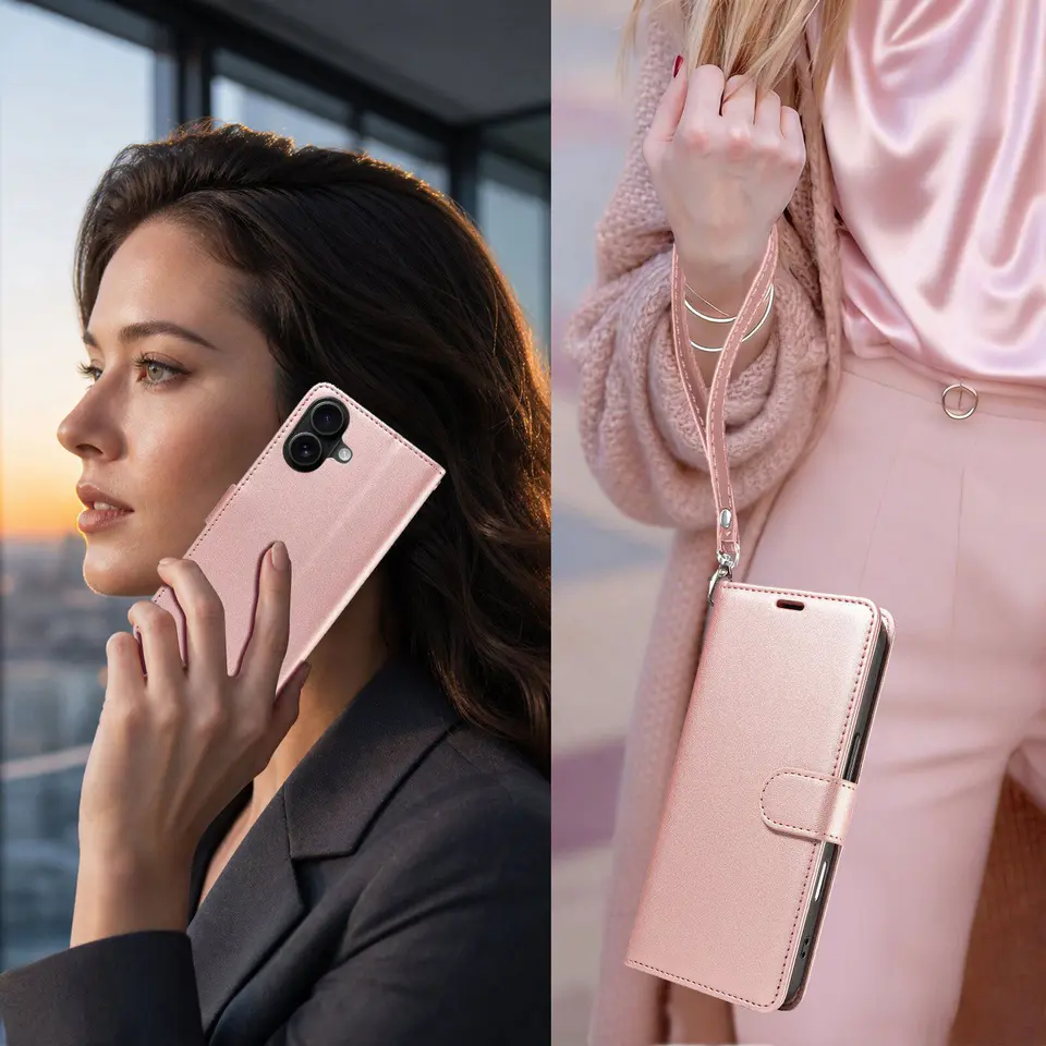 JHWVVTF Wallet Case for iPhone 17, RFID-Blocking, 3 Card Slots (Rose Gold), view 2
