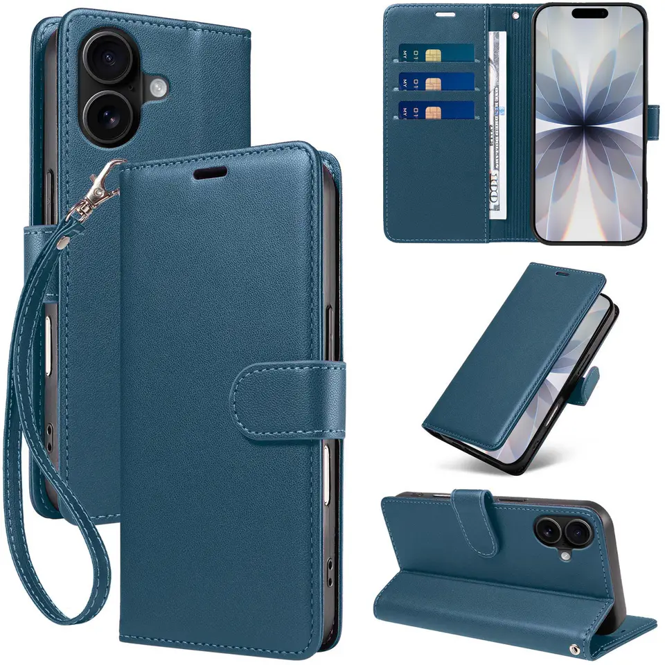 JHWVVTF Wallet Case for iPhone 17, RFID-Blocking, 3 Card Slots (Navy Blue), view 1