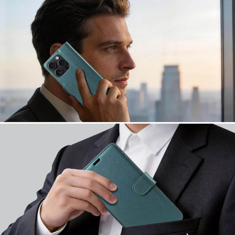 JHWVVTF Wallet Flip Case for iPhone 16 Pro Max, RFID-Blocking (Teal Green), view 2
