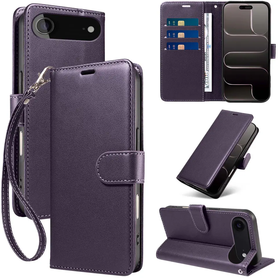 JHWVVTF Wallet Flip Case for iPhone Air, RFID-Blocking (Purple), view 1