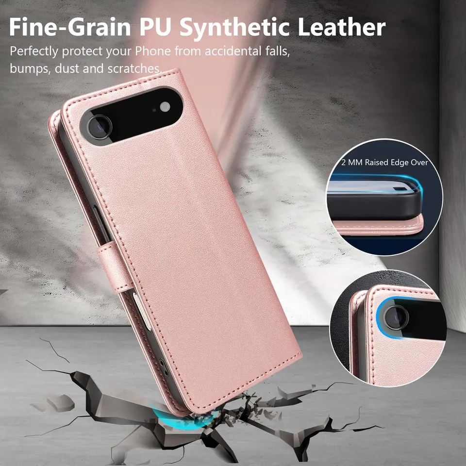 JHWVVTF Wallet Flip Case for iPhone Air, RFID-Blocking (Rose Gold), view 6