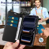 JHWVVTF Wallet Flip Case for iPhone 17 Pro Max, RFID-Blocking (Black), view 3