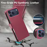 JHWVVTF Wallet Flip Case for iPhone 17 Pro, RFID-Blocking (Wine Red), view 6