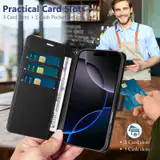 JHWVVTF Wallet Flip Case for iPhone 16 Pro Max, RFID-Blocking (Black), view 3
