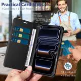 JHWVVTF Wallet Flip Case for iPhone 17 Pro, RFID-Blocking (Black), view 3