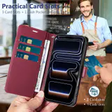 JHWVVTF Wallet Flip Case for iPhone 17 Pro Max, RFID-Blocking (Wine Red), view 3