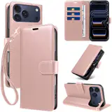 JHWVVTF Wallet Flip Case for iPhone 17 Pro Max, RFID-Blocking (Rose Gold), view 1