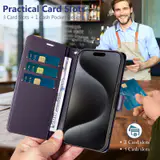 JHWVVTF Wallet Flip Case for iPhone 15 Pro Max, RFID-Blocking (Purple), view 3