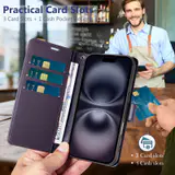 JHWVVTF Wallet Case for iPhone 16, RFID-Blocking, 3 Card Slots (Purple), view 3