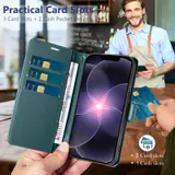JHWVVTF Wallet Flip Case for iPhone 16E/17E, RFID-Blocking (Teal Green), view 3