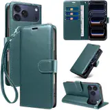 JHWVVTF Wallet Flip Case for iPhone 17 Pro, RFID-Blocking (Teal Green), view 1