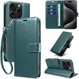 JHWVVTF Wallet Flip Case for iPhone 15 Pro Max, RFID-Blocking (Teal Green), view 1