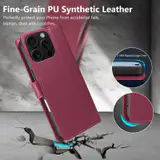 JHWVVTF Wallet Flip Case for iPhone 16 Pro Max, RFID-Blocking (Wine Red), view 6