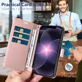 JHWVVTF Wallet Flip Case for iPhone 16E/17E, RFID-Blocking (Rose Gold), view 3