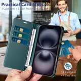 JHWVVTF Wallet Flip Case for iPhone 16 Plus, RFID-Blocking (Teal Green), view 3