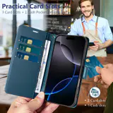 JHWVVTF Wallet Flip Case for iPhone 16 Pro, RFID-Blocking (Navy Blue), view 3