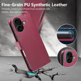 JHWVVTF Wallet Flip Case for iPhone 16 Plus, RFID-Blocking (Wine Red), view 6