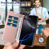 JHWVVTF Wallet Flip Case for iPhone 16 Pro Max, RFID-Blocking (Rose Gold), view 3