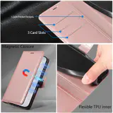 JHWVVTF Wallet Flip Case for iPhone 16 Pro Max, RFID-Blocking (Rose Gold), view 7