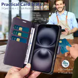 JHWVVTF Wallet Flip Case for iPhone 16 Plus, RFID-Blocking (Purple), view 3