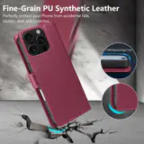 JHWVVTF Wallet Flip Case for iPhone 16 Pro, RFID-Blocking (Wine Red), view 6