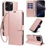 JHWVVTF Wallet Flip Case for iPhone 16 Pro, RFID-Blocking (Rose Gold), view 1