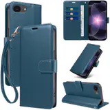 JHWVVTF Wallet Flip Case for iPhone 16E/17E, RFID-Blocking (Navy Blue), view 1