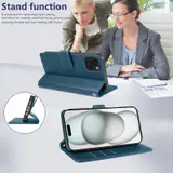 JHWVVTF Wallet Flip Case for iPhone 15 Plus, RFID-Blocking (Navy Blue), view 5