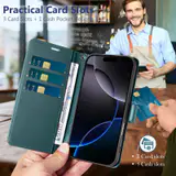 JHWVVTF Wallet Flip Case for iPhone 16 Pro Max, RFID-Blocking (Teal Green), view 3