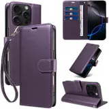 JHWVVTF Wallet Flip Case for iPhone 16 Pro Max, RFID-Blocking (Purple), view 1