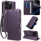 JHWVVTF Wallet Flip Case for iPhone 16 Pro, RFID-Blocking (Purple), view 1