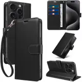 JHWVVTF Wallet Flip Case for iPhone 15 Pro Max, RFID-Blocking (Black), view 1