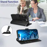 JHWVVTF Wallet Flip Case for iPhone 15 Pro Max, RFID-Blocking (Black), view 5