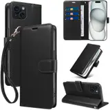 JHWVVTF Wallet Flip Case for iPhone 15 Plus, RFID-Blocking (Black), view 1