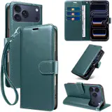 JHWVVTF Wallet Flip Case for iPhone 17 Pro Max, RFID-Blocking (Teal Green), view 1
