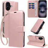 JHWVVTF Wallet Case for iPhone 16, RFID-Blocking, 3 Card Slots (Rose Gold), view 1