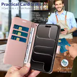 JHWVVTF Wallet Flip Case for iPhone Air, RFID-Blocking (Rose Gold), view 3